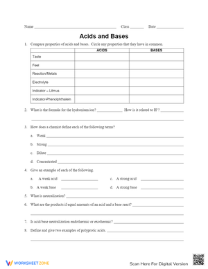 Practice Identifying Acids and Bases with this Worksheet
