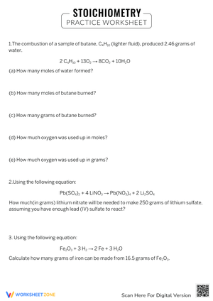 Stoichiometry Practice Worksheet for Chemistry Students