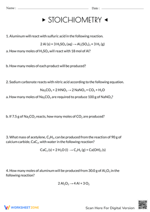 Basic Stoichiometry Practice Worksheet for Chemistry