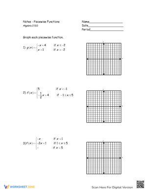 Study Piecewise Functions with Notes and Practice