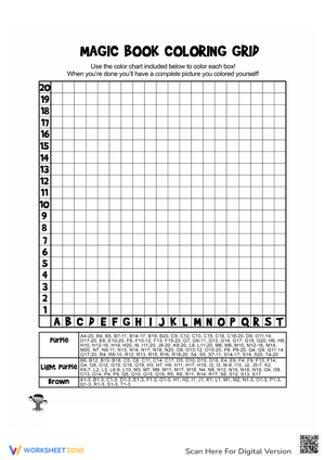 Magic Book: Coloring Grid Worksheet for Kids