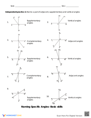 Naming Special Angles Independent Practice