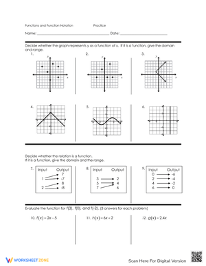 Free Printable Function or Not a Function Worksheets