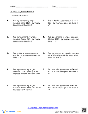 Identifying Types of Angles