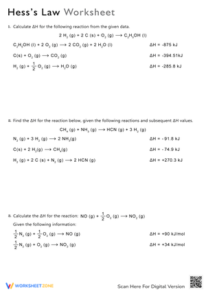 Applying Hess's Law: A Thermochemistry Worksheet