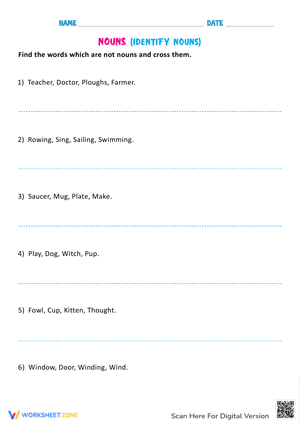 Identifying Nouns: Practice Worksheet for Grammar Skills