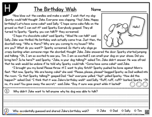 The Birthday Wish: A Reading Comprehension Worksheet