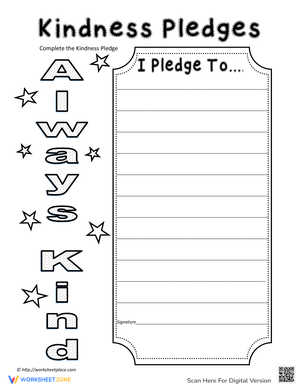 Taking the Kindness Pledge: A Worksheet for Compassion