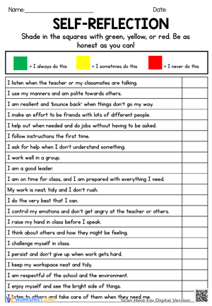 Personal Growth Through Self-Reflection Worksheet