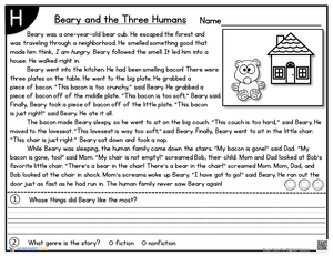 Beary and the Three Humans: Reading Comprehension