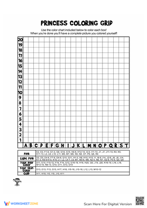 Princess Coloring Grid: Math and Art Activity