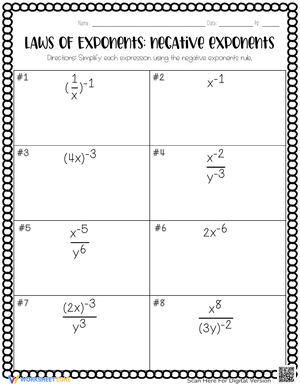 Law of Exponents: Negative Exponents Practice