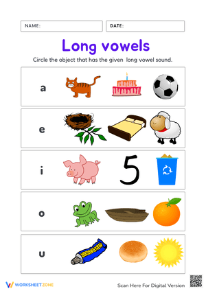 Choosing Long Vowels: Phonics Worksheet