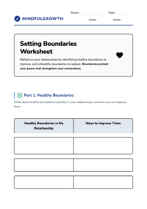 Building Healthy Relationships: Boundaries Worksheet