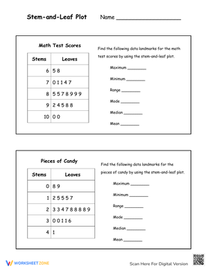 Stem and Leaf Plot: Data Representation Practice