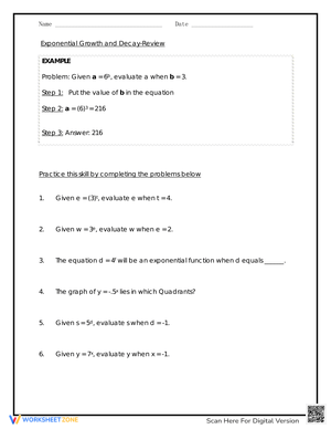 Exponential Growth and Decay Review Worksheet