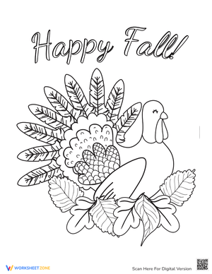 Happy Thanksgiving Worksheet with a Turkey