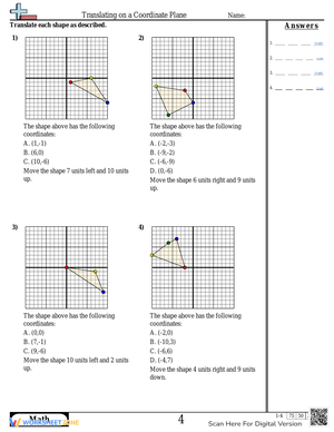 Translation on Coordinate Plane Worksheet 4