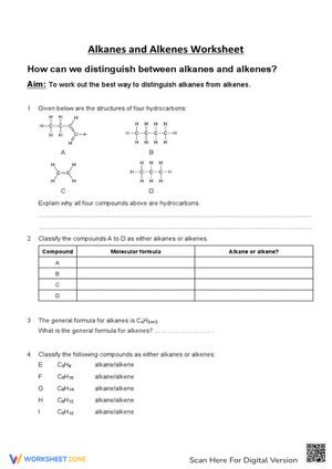 Worksheet on Naming Alkanes