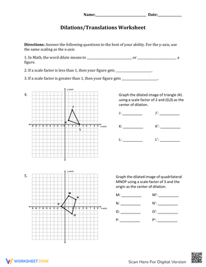 Worksheet on Dilations and Translations