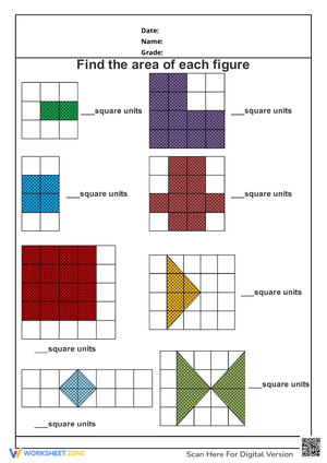 Finding Area of Shaded Region Worksheet