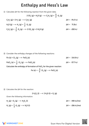 Practice Enthalpy and Hess's Law with this Worksheet