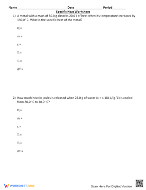 Calculate Specific Heat with this Step-by-Step Worksheet
