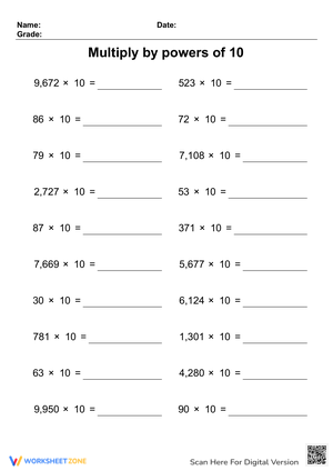 Multiply by Powers of 10