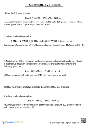 Solving Stoichiometry Problems Worksheet