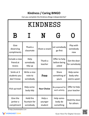 Play Kindness Bingo for Positive Reinforcement