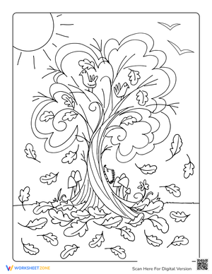 Swirling Leaves in Autumn Coloring Page