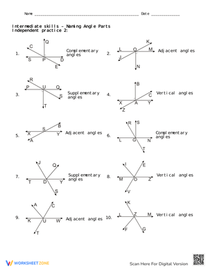 Naming Specified Angles Worksheet for Geometry Practice