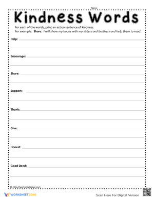 Kindness Words Activity
