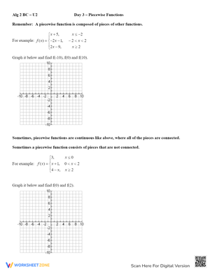 Piecewise Functions & Greatest Integer Function Worksheet