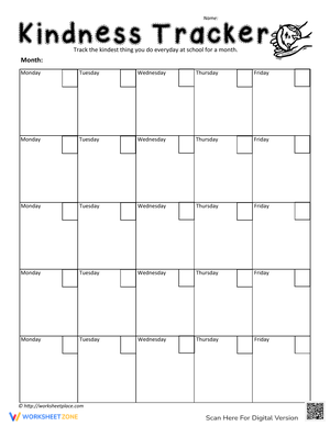 Kindness Tracker Worksheet: Promote Positive Actions