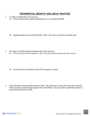 Exponential Growth and Decay Practice Worksheet