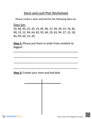 Stem and Leaf Plot Worksheet: Data Analysis Practice