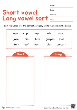 Vowel Sound Sort