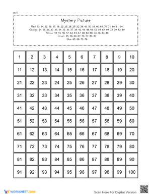 Rainbow Mystery Picture: Color-by-Number Puzzle Worksheet