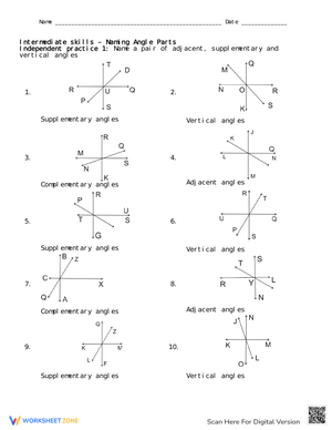 Finding Angle Relationships: Geometry Practice Worksheet