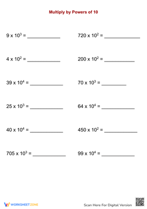 Practice Multiplying Powers of 10