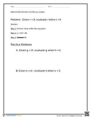 Understanding Exponential Growth and Decay: Lesson Worksheet