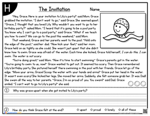The Invitation: Reading Comprehension Worksheet