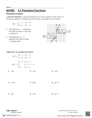 Piecewise Functions Homework: Graphing and Evaluation