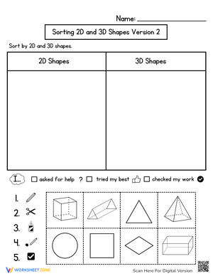 Sorting 2D and 3D Shapes: Geometry Worksheet