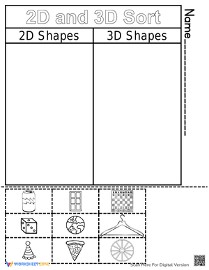 2D and 3D Shape Sort: Cut and Paste Activity