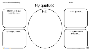 Reflecting on My Qualities Worksheet