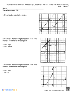 Geometry Transformations Worksheet