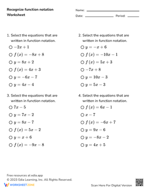 Free Printable Function or Not a Function Worksheets