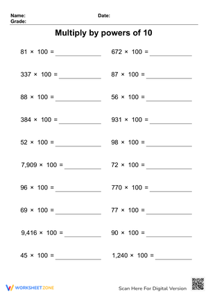 Multiplying by Powers of 10